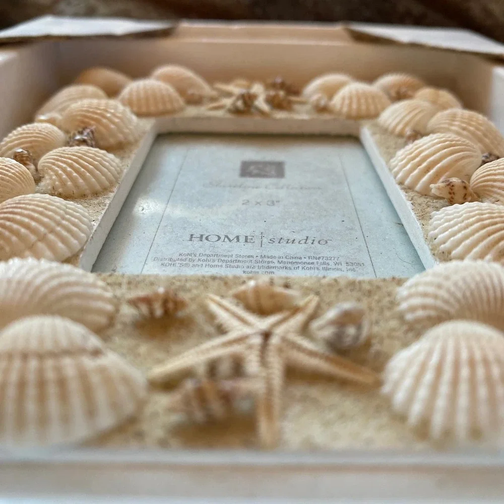 NIB Home‎ Studio Shoreline Collection 2”x3” Beachy Seashells Mini Photo Frame